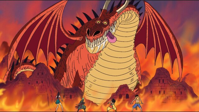 第580話 灼熱の戦い!ルフィVS巨大竜!