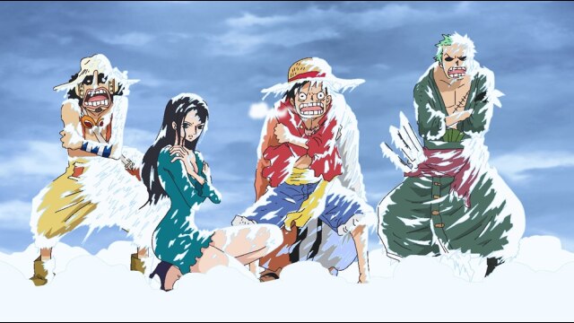 第586話 大ピンチ ルフィ極寒の湖に沈む